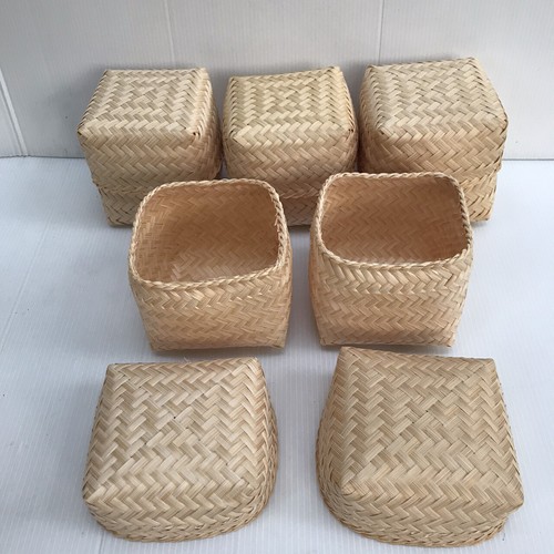 Vintage Thai Handicraft Kratip Sticky Rice Small Bamboo Serving Basket Size3"X3" - Picture 67 of 96