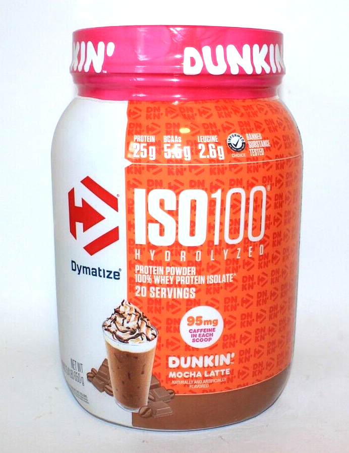 Dymatize ISO100 Dunkin' Donuts Mocha Latte Protein Powder, 22.9 oz / 1.4 lb 4/24 eBay
