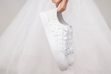 Pearl Bridal Sneakers Custom Wedding Shoes with Back Heel Personalization AMELIA