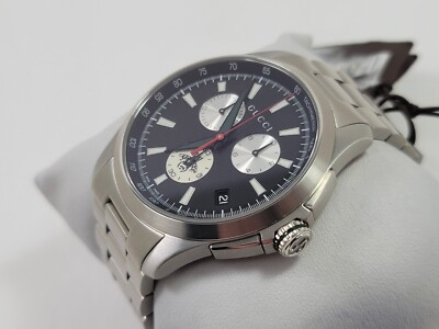 Gucci G-Timeless Chronograph Black Dial Stainless Steel Men's