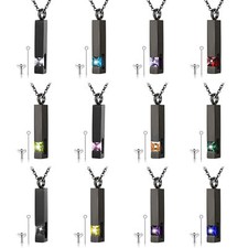 12 Month Birthstone Ashes Urn Pendant Necklaces Cremation Memorial Keepsake