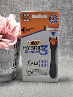 BIC Comfort 3 Hybrid Men's Disposable Razor 3 Blades 12 Cartridges and 1 Handle