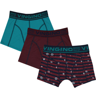 VINGINO Jungen 3tlg. Set Boxershort Slips B-214-1 STAR SPECIAL grape red