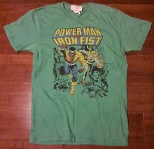 POWER MAN & IRON FIST T-SHIRT green medium marvel john byrne cover art