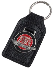 Austin Healey wings enamel and leather car key ring / fob