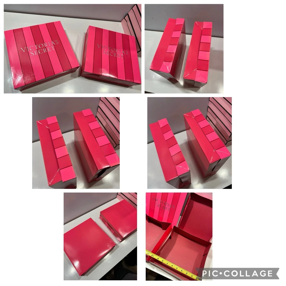 Victoria Secret ROSA Rayas Cajas de Regalo CARTÓN De Colección 24pk Foto 3 de 4