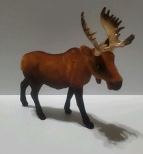 Vtg Flocked Plastic Bull Moose Figure Souvenir Alaska Canada Wildlife Toy NOS