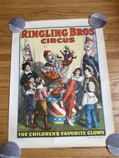 Ringling Bros. - Children's Favorite Clown 1966 A+F Circus Poster 28" x 21"