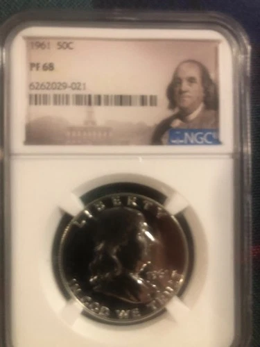 1961 NGC PF68 Silver Proof Franklin Half Dollar 50c 90% Silver Portrait