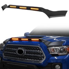 Hood Protector Bug Deflector Matte Black Amber Led Toyota Tacoma 2016-2023