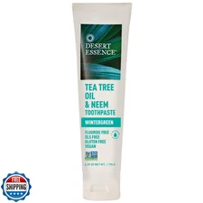 Desert Essence Tea Tree Oil and Neem Toothpaste - Fluoride-Free, Gluten-Free,