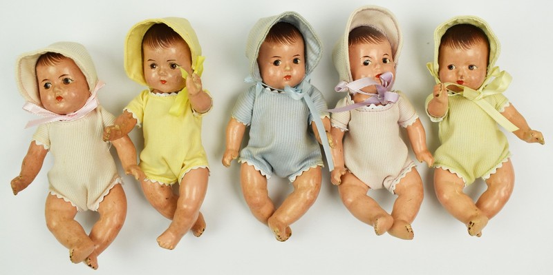 7” Antique Madame Alexander Dionne Quintuplet Set - NO RESERVE JH104