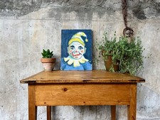 Vintage Original Clown Oil Painting on Board by Margo Ingham (1918-1978) Signed