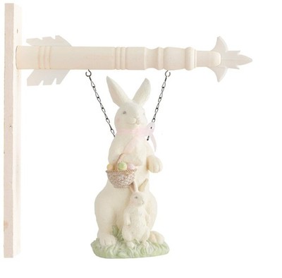 15 Inch White Resin Glittered Bunny Arrow Replacement