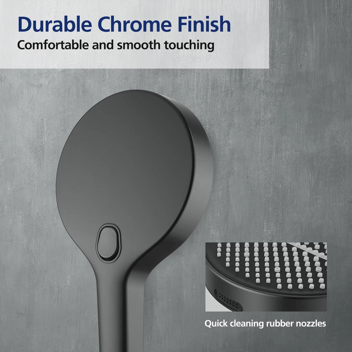 ACA Handheld Shower Head 5.9" High Pressure 4 Modes Powerful Round WELS Black