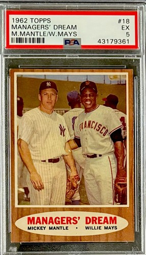 1962 Topps - Mickey Mantle Willie Mays Managers Dream PSA 5 EX #18