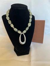 Silpada Necklace Sterling Silver Green Prehnite Chalcedony Teardrop Pendant