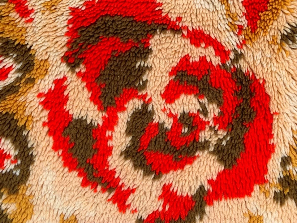 Alfombra Rya sueca vintage de 2x3 pies alfombra suave escandinava alfombra de lana para dormitorio alfombra mullida Foto 3 de 4