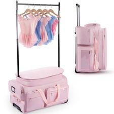 Dance Bag with Garment Rack 28" Pink Dance Costumes Rolling Garment Bags
