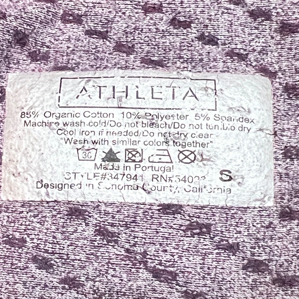 Athleta Long Sleeve Top Womens Size Small Purple Dot Print V Neck Athletic - Image 3 of 4