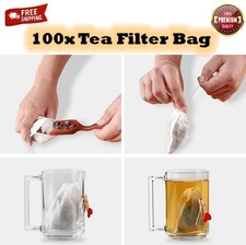 100x Reusable Cotton Muslin Tea Filter Bags Drawstring Herbs Spices