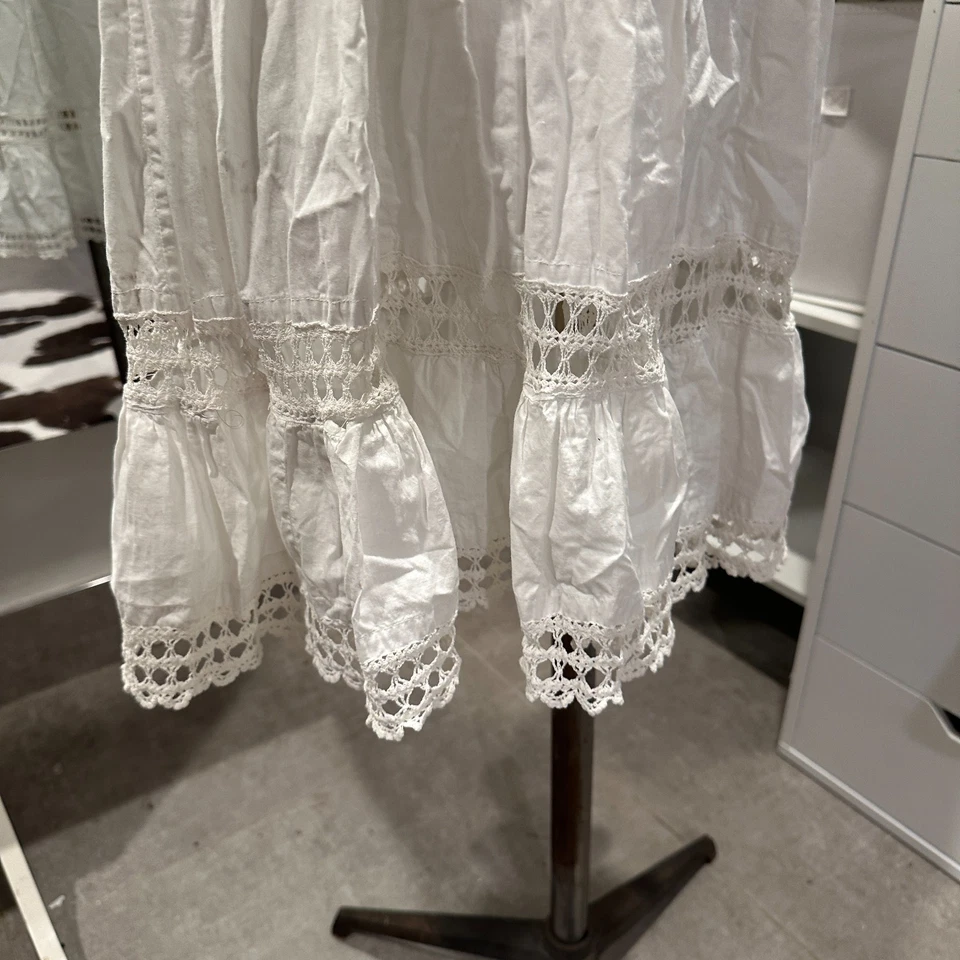 Vestido eduardiano antiguo blanco de encaje de ganchillo de algodón Foto 3 de 4