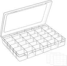 Large 36 Grid Clear Plastic Organizer Box Adjustable Dividers