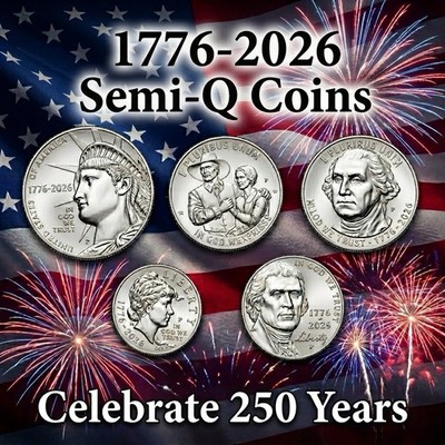 2026 SemiQ Half Dollar, 2 Quarter, Dime & Nickel ~ Philadelphia ~ Five Coin Set!