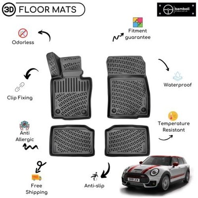 Custom Molded Rubber Floor Mat Fits For Mini John Cooper Works 2011-2017 Black