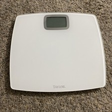EUC TAYLOR Glass Digital Bathroom Scale Striated gray SILVER Finish 500lb