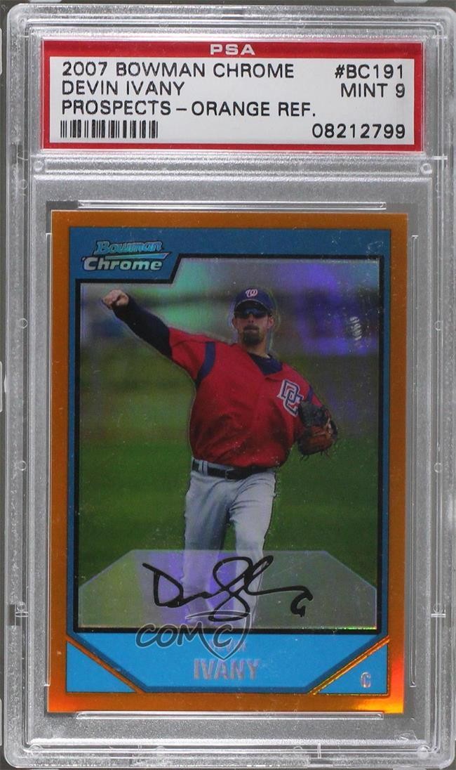 2007 Bowman Chrome Prospects Orange Refractor 18/25 Devin Ivany PSA 9 MINT 4r3