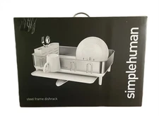 simplehuman Stainless Steel Frame Dish Rack, Swivel Drain Spout & Utensil Holder