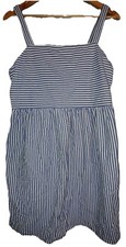 Ann Taylor LOFT Blue And White Striped Square Neck Line Dress