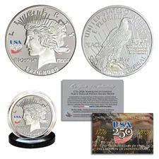 1776-2026 America 250 Privy PEACE DOLLAR Nickel-Silver Proof Tribute 1 OZ Coin