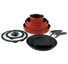 T-FAL INGENIO NONSTICK COOKWARE SET 10 PIECE INDUCTION - RED