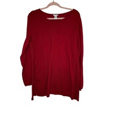 J. Jill Red Knit Scoop Neck Comfy Sweater Size Large