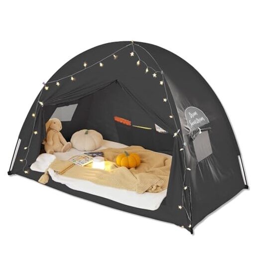 Twin Bed Tent for Boys, Indoorout Sleeping Tent with Dreamy 