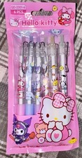 NEW - Sanrio Hello Kitty Set of 6 Multicolor Plastic Ballpoint Pens