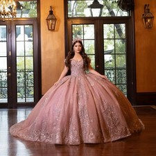 Dusty Pink Quinceanera Dresses Ball Gown Appliques Vintage Birthday Princess