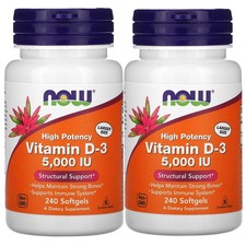 NOW Supplements, Vitamin D-3 5,000 IU, High Potency, Structural Support , 240