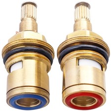 2Pcs Faucet Cartridge , 20 Teeth G1/2" Brass Ceramic Stem Disc Cartridge Cart...