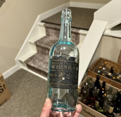 Superior Old Rye Whisky S S Pierce Boston MA Black & Gold Labeled Pre-Pro Bottle