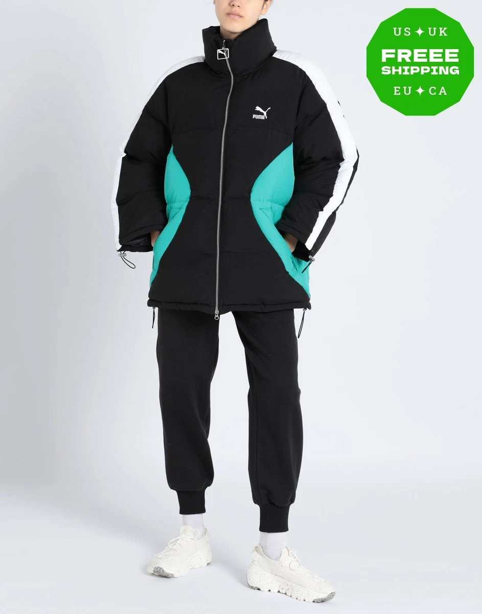 RRP€380 PUMA Oversized Puffer Jacket Size XS Fits S M Black PRIMALOFT Drawstring