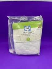 SEALY SECURESTAY WHITE CRIB MATTRESS PAD WHITE - NEW IN PACKAGE