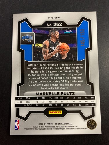 2023 Panini Prizm Basketball Markelle Fultz Fast Break /175 Blue Disco Magic - Picture 2 of 2