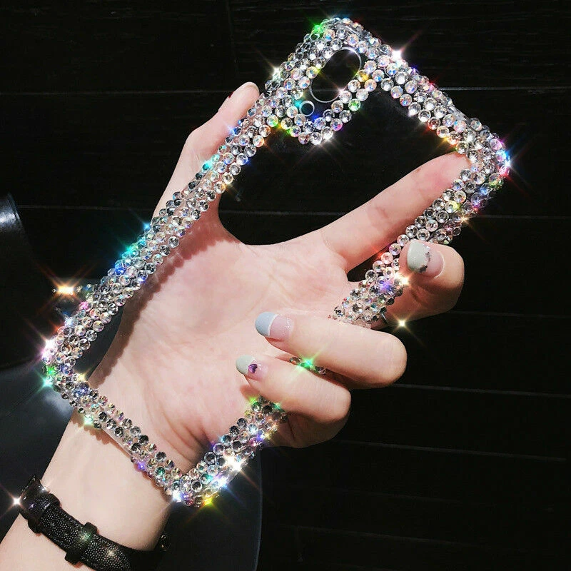 Funda rígida trasera con diamantes de imitación de diamantes de cristal brillante hecha a mano brillante Foto 3 de 4
