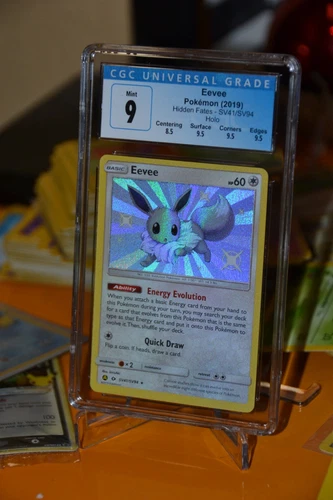Pokemon TCG CGC 9 Mint Eevee SV41/SV94 Shiny Holo Hidden Fates  w Subgrade