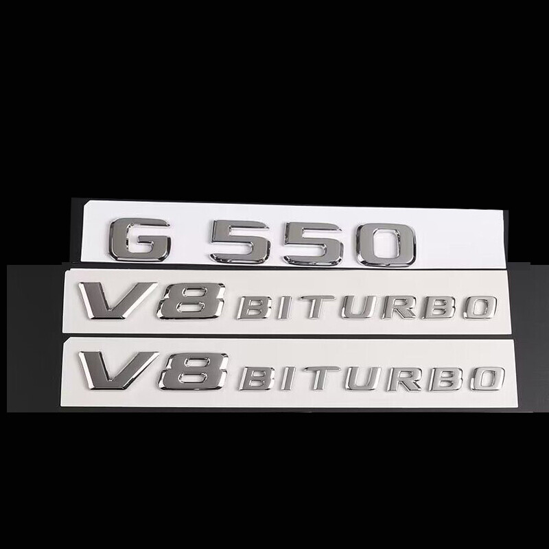 3pcs G550 V8 Biturbo Chrome Rear Badge Emblem for Mercedes Benz G 550 W463