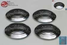32-33 Ford Logo Stainless Hub Caps Passenger Car Pickup Truck Licensed Set of 5
