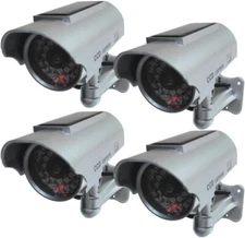 Solar Powered Dummy Fake Security Camera Bullet CCTV Surveillance with Simulated
